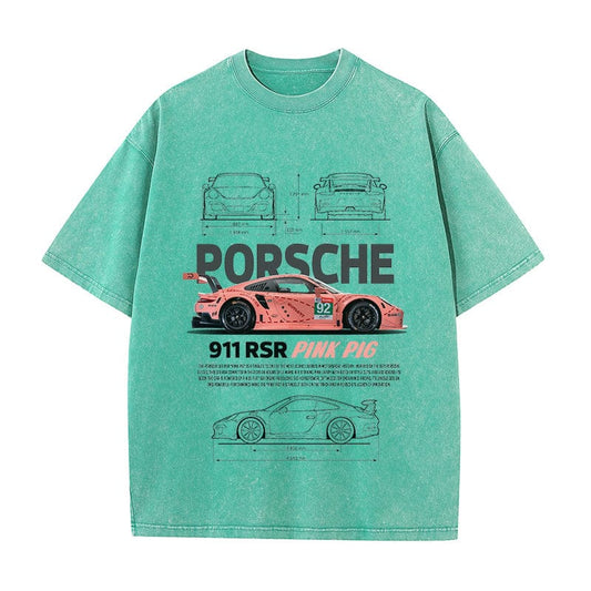 RDMCLOTHINGART tapestry hoodie 911 RSR PINK PIG HEAVY COTTON TEES-9399