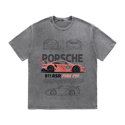 RDMCLOTHINGART tapestry hoodie 911 RSR PINK PIG HEAVY COTTON TEES-9399