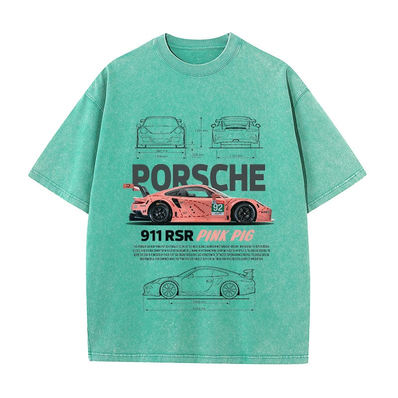 RDMCLOTHINGART tapestry hoodie 911 RSR PINK PIG HEAVY COTTON TEES-9399