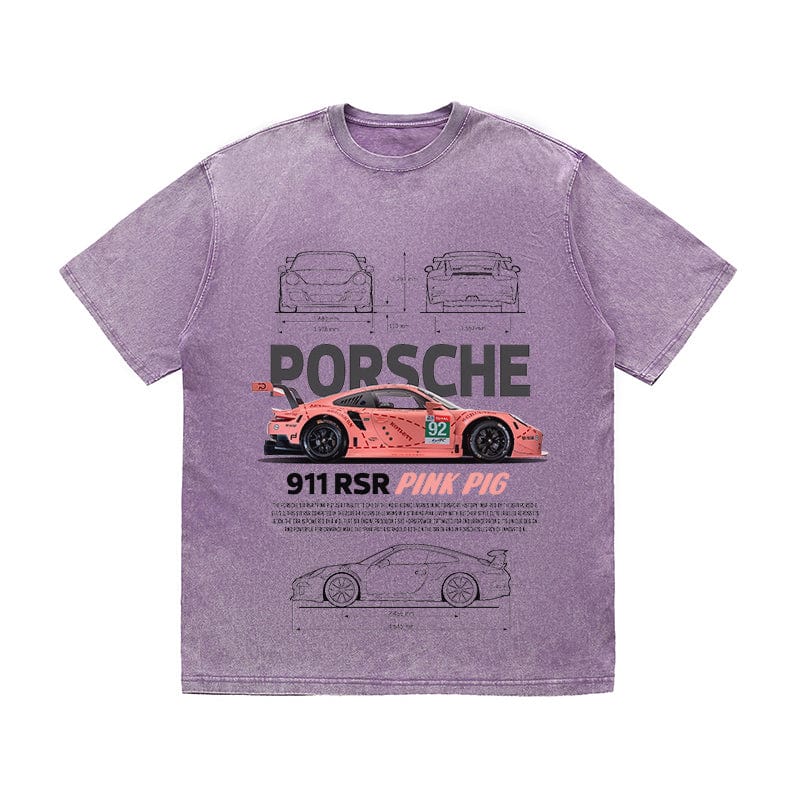 RDMCLOTHINGART tapestry hoodie 911 RSR PINK PIG HEAVY COTTON TEES-9399