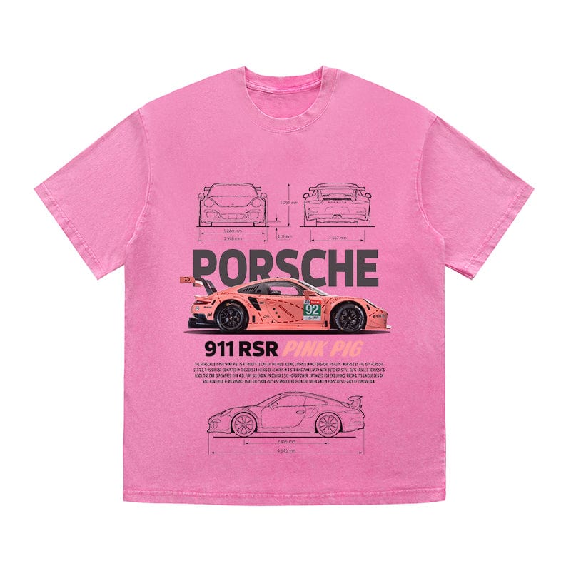 RDMCLOTHINGART tapestry hoodie 911 RSR PINK PIG HEAVY COTTON TEES-9399