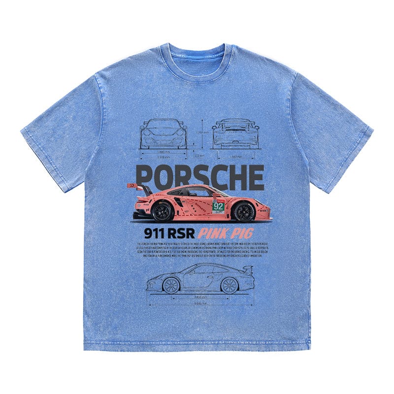 RDMCLOTHINGART tapestry hoodie 911 RSR PINK PIG HEAVY COTTON TEES-9399