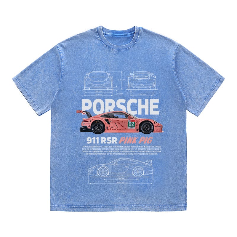 RDMCLOTHINGART tapestry hoodie 911 RSR PINK PIG HEAVY COTTON TEES-9400