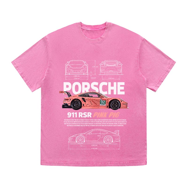 RDMCLOTHINGART tapestry hoodie 911 RSR PINK PIG HEAVY COTTON TEES-9400