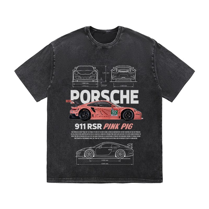 RDMCLOTHINGART tapestry hoodie 911 RSR PINK PIG HEAVY COTTON TEES-9400