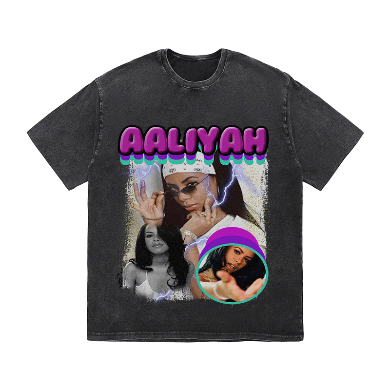 RDMCLOTHINGART tapestry hoodie AALIYAH HEAVY WEIGHT COTTON TEE-9113