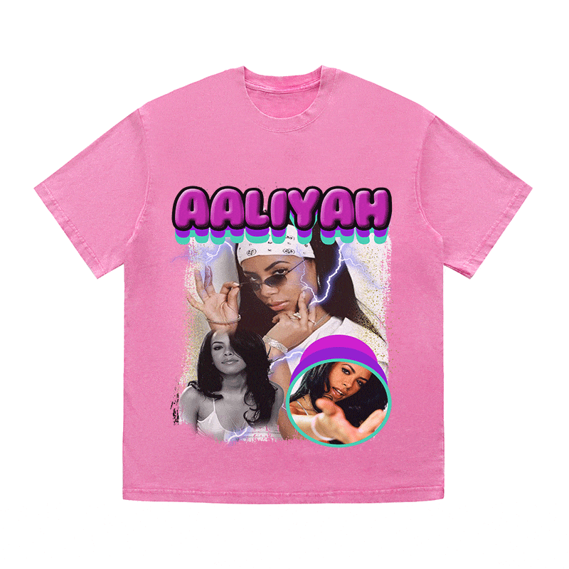 RDMCLOTHINGART tapestry hoodie AALIYAH HEAVY WEIGHT COTTON TEE-9113