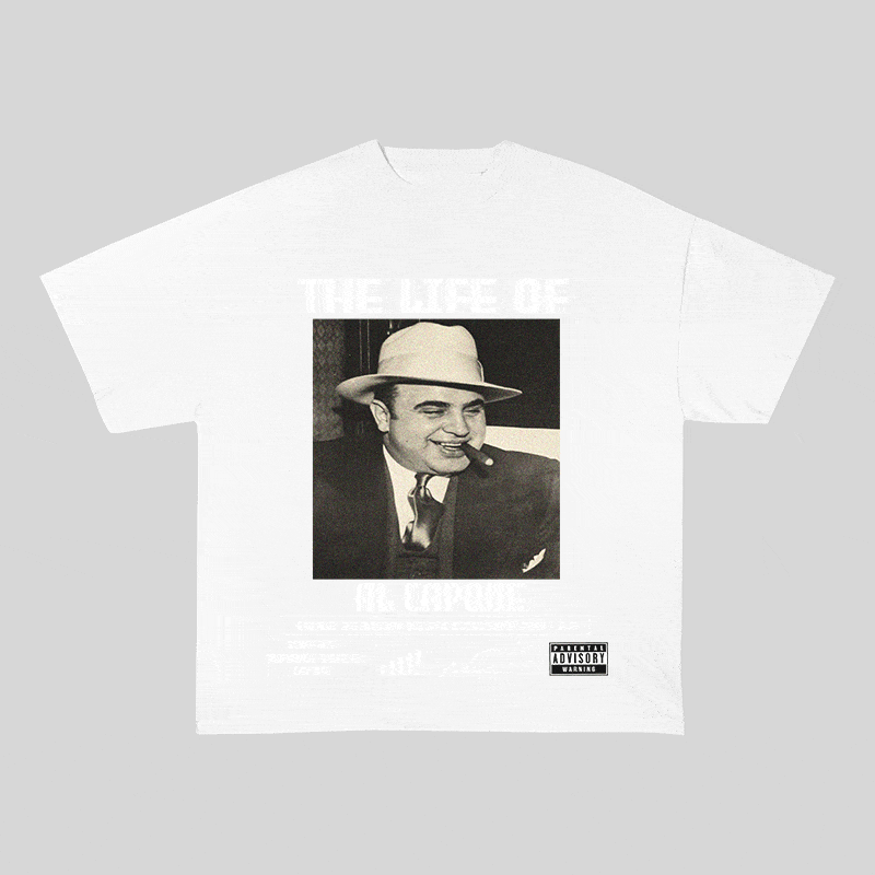 RDMCLOTHINGART tapestry hoodie AL CAPONE HEAVY WEIGHT COTTON TEE-8818