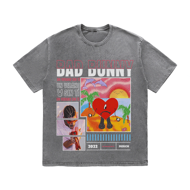 RDMCLOTHINGART tapestry hoodie BAD BUNNY HEAVY WEIGHT COTTON TEE-8989