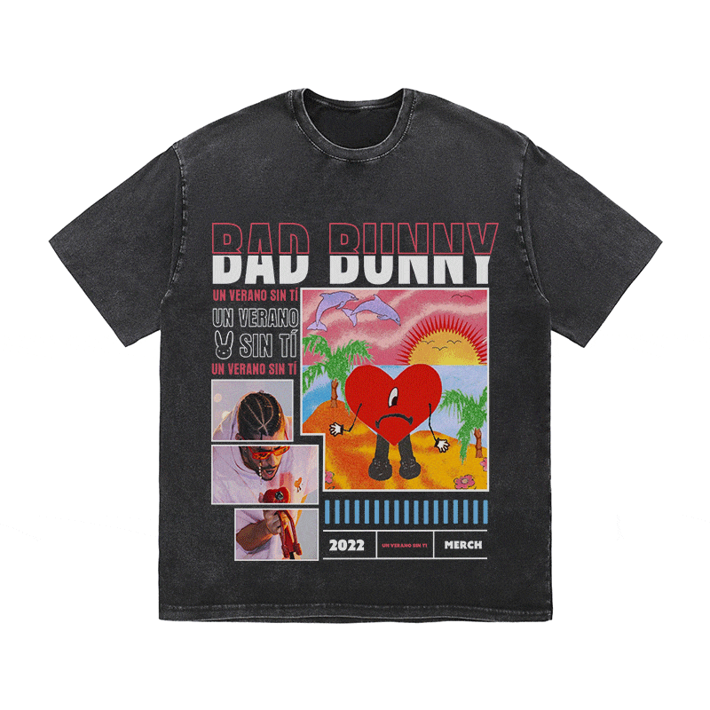 RDMCLOTHINGART tapestry hoodie BAD BUNNY HEAVY WEIGHT COTTON TEE-8989