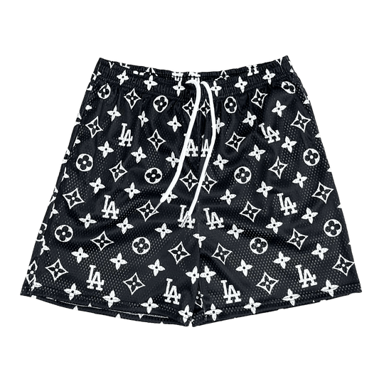 BLACK LA MESH SHORTS-8670 - RDMCLOTHINGART