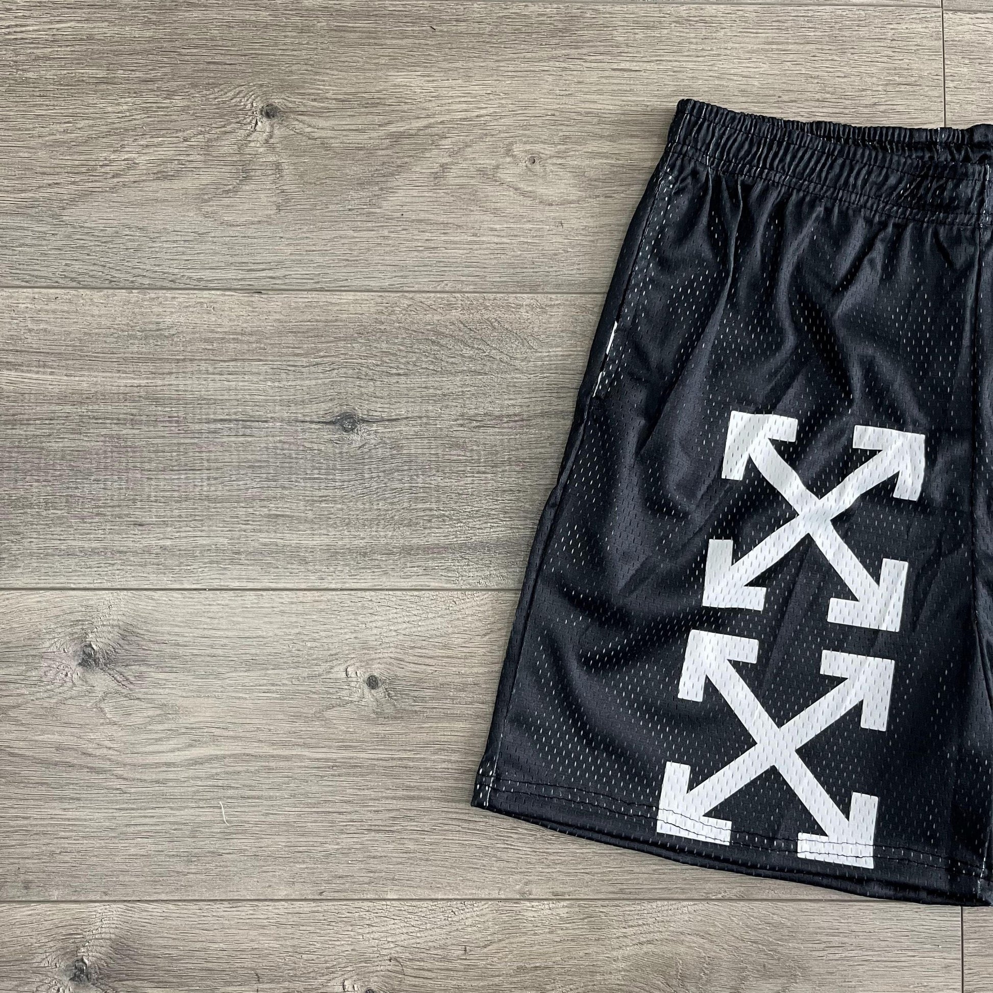 RDMCLOTHINGART tapestry hoodie BLACK OW MESH SHORTS-8726