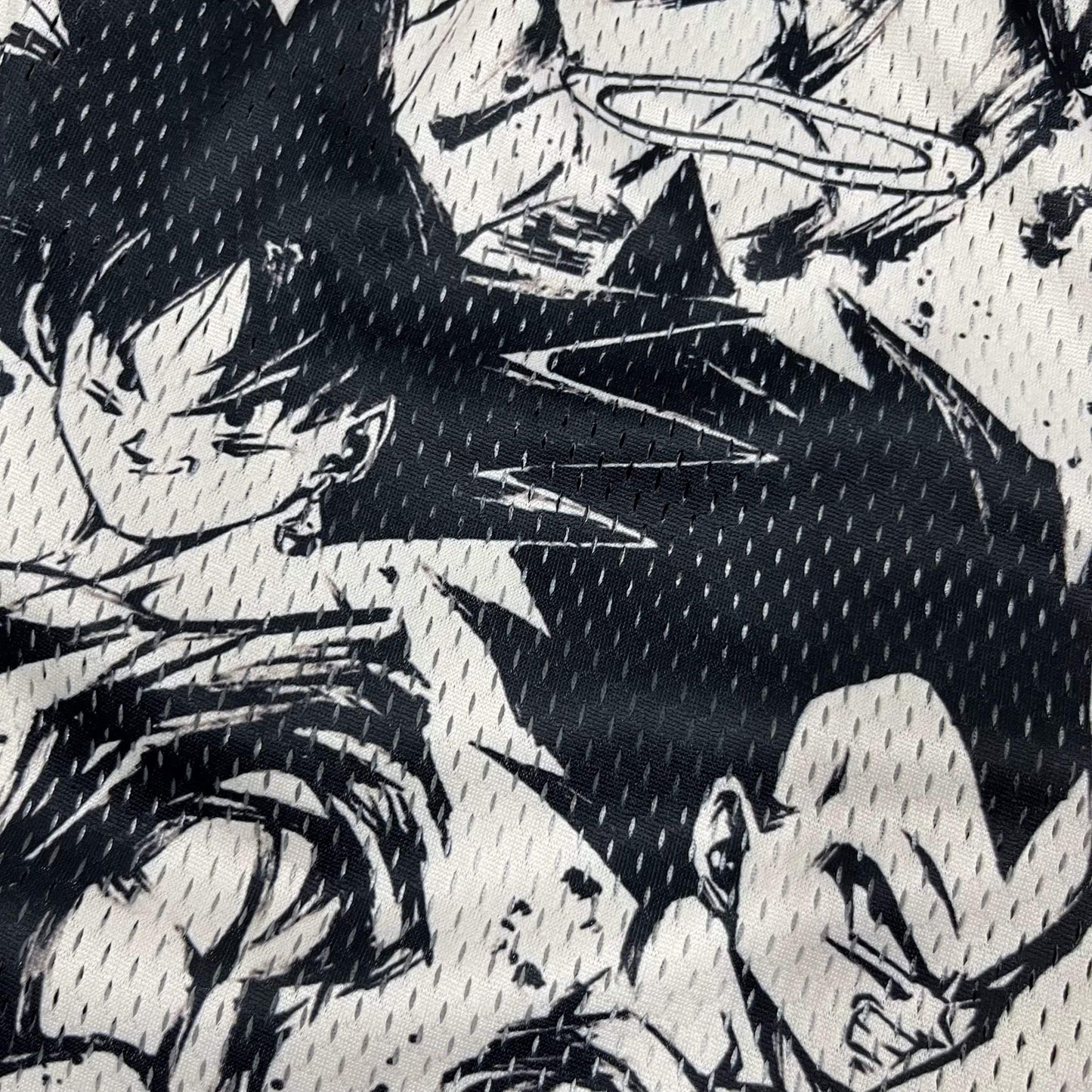 BLACK&WHITE GOKU MESH SHORTS-8665 - RDMCLOTHINGART