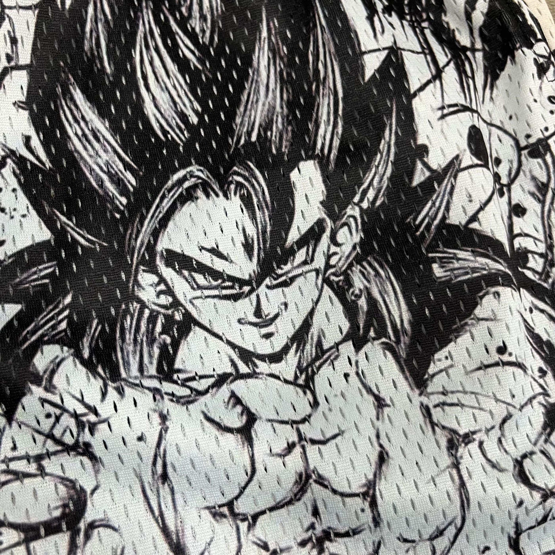 BLACK&WHITE GOKU MESH SHORTS-8665 - RDMCLOTHINGART