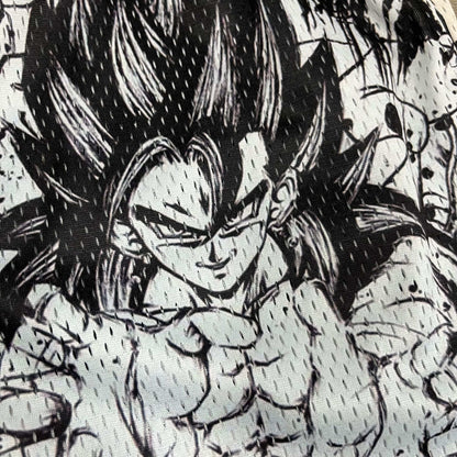 BLACK&WHITE GOKU MESH SHORTS-8665 - RDMCLOTHINGART