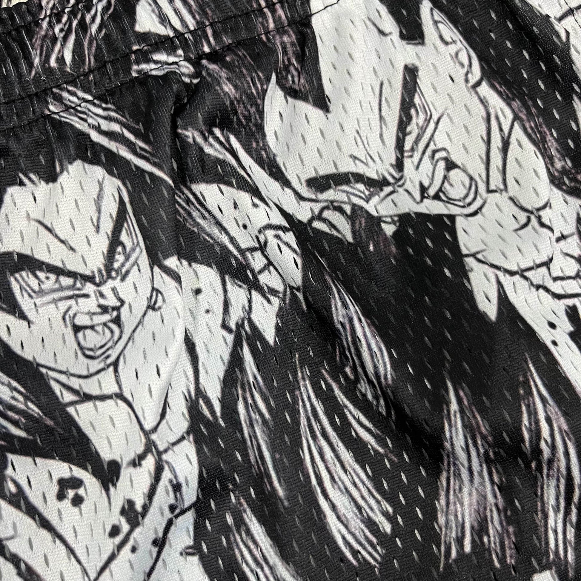 BLACK&WHITE GOKU MESH SHORTS-8665 - RDMCLOTHINGART