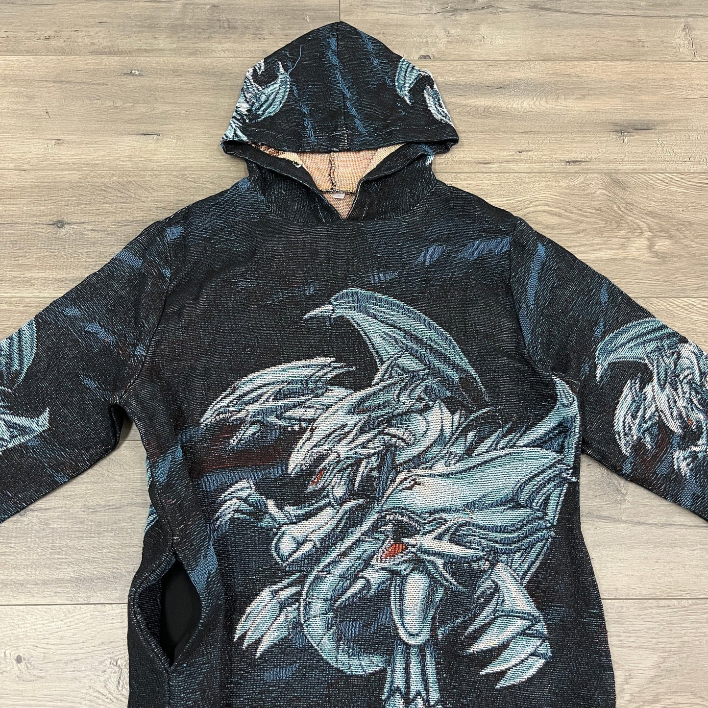 BLUE EYES WHITE DRAGON TAPESTRY HOODIE - RDMCLOTHINGART