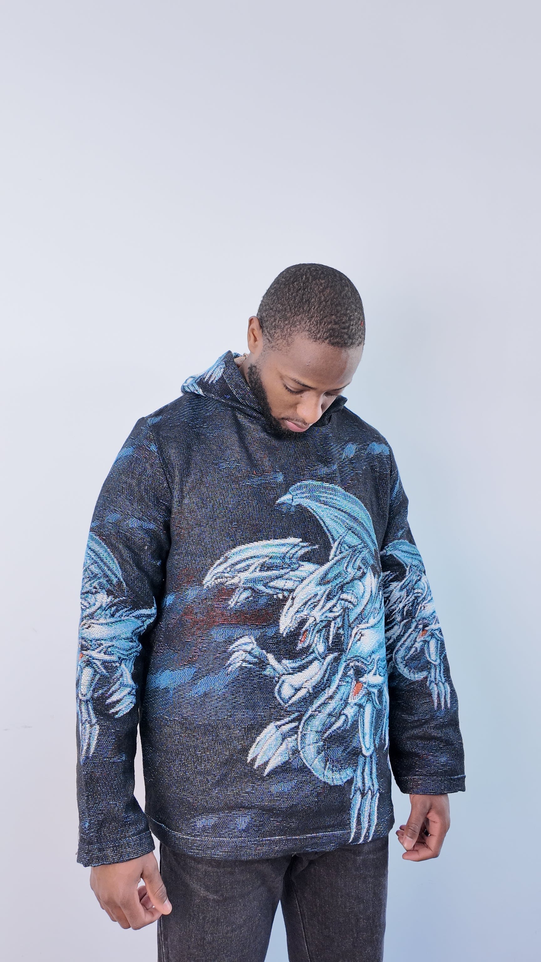 BLUE EYES WHITE DRAGON TAPESTRY HOODIE - RDMCLOTHINGART