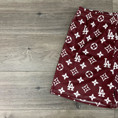 BROWN LA MESH SHORTS-8666 - RDMCLOTHINGART