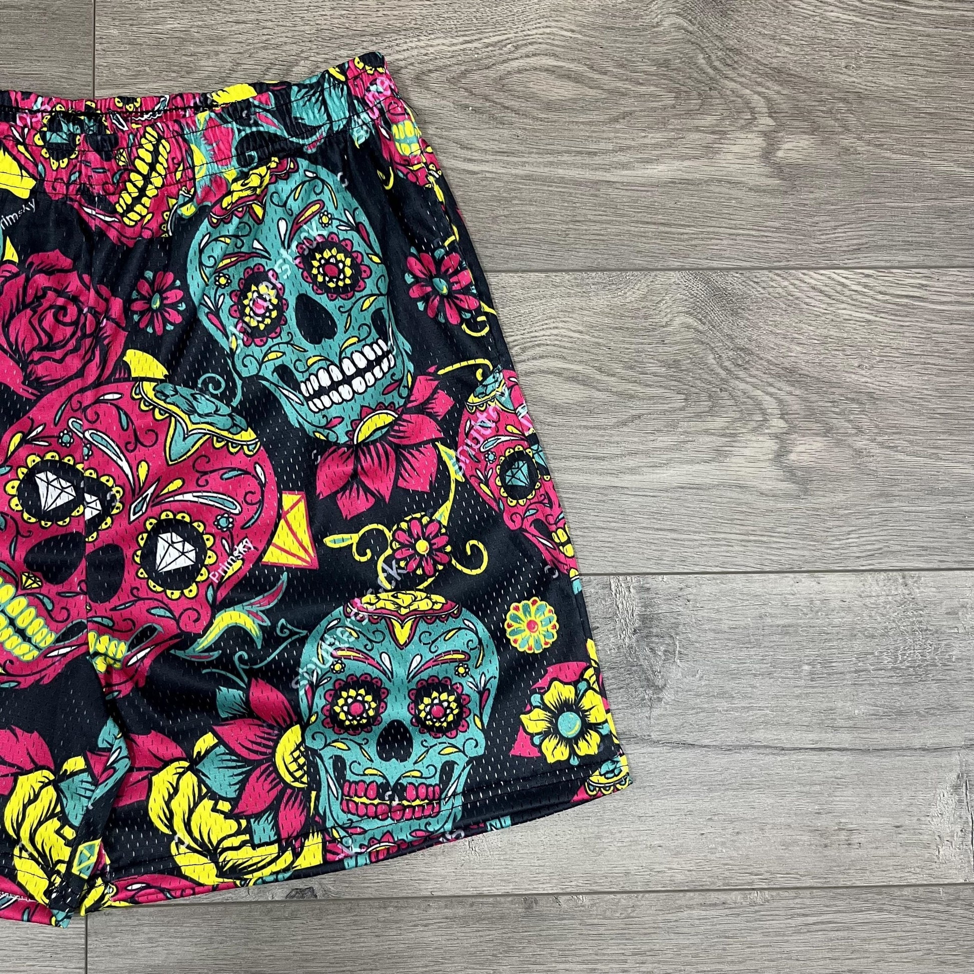 COLORFUL SKULL MESH SHORTS-8694 - RDMCLOTHINGART