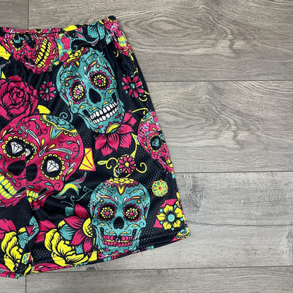 COLORFUL SKULL MESH SHORTS-8694 - RDMCLOTHINGART