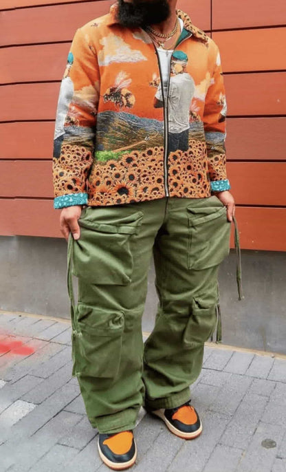 RDMCLOTHINGART tapestry hoodie DESIGNER HEAVY CARGO PANTS-8033