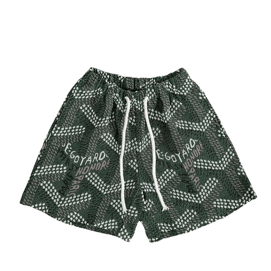 GREEN GY TAPESTRY SHORTS - RDMCLOTHINGART