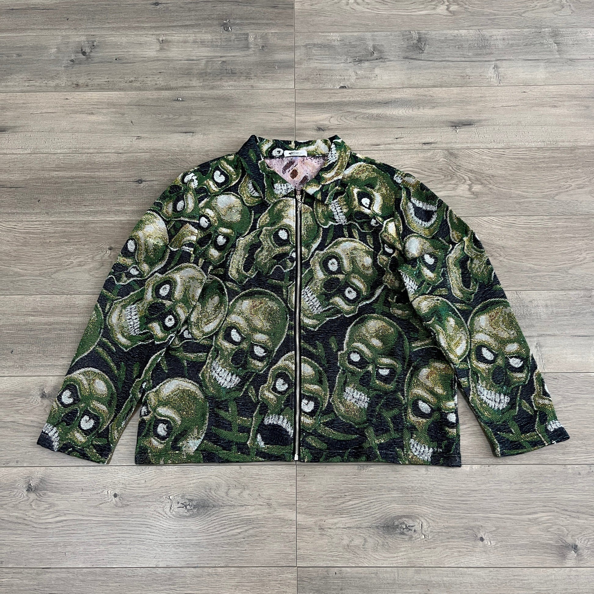 RDMCLOTHINGART tapestry hoodie GREEN SKULL Tapestry JACKET