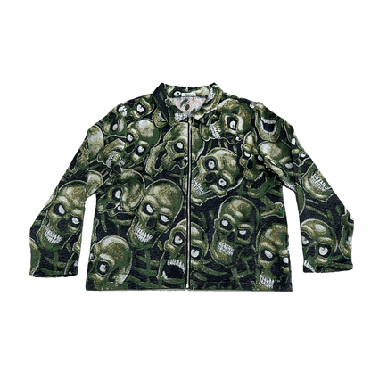 RDMCLOTHINGART tapestry hoodie GREEN SKULL Tapestry JACKET