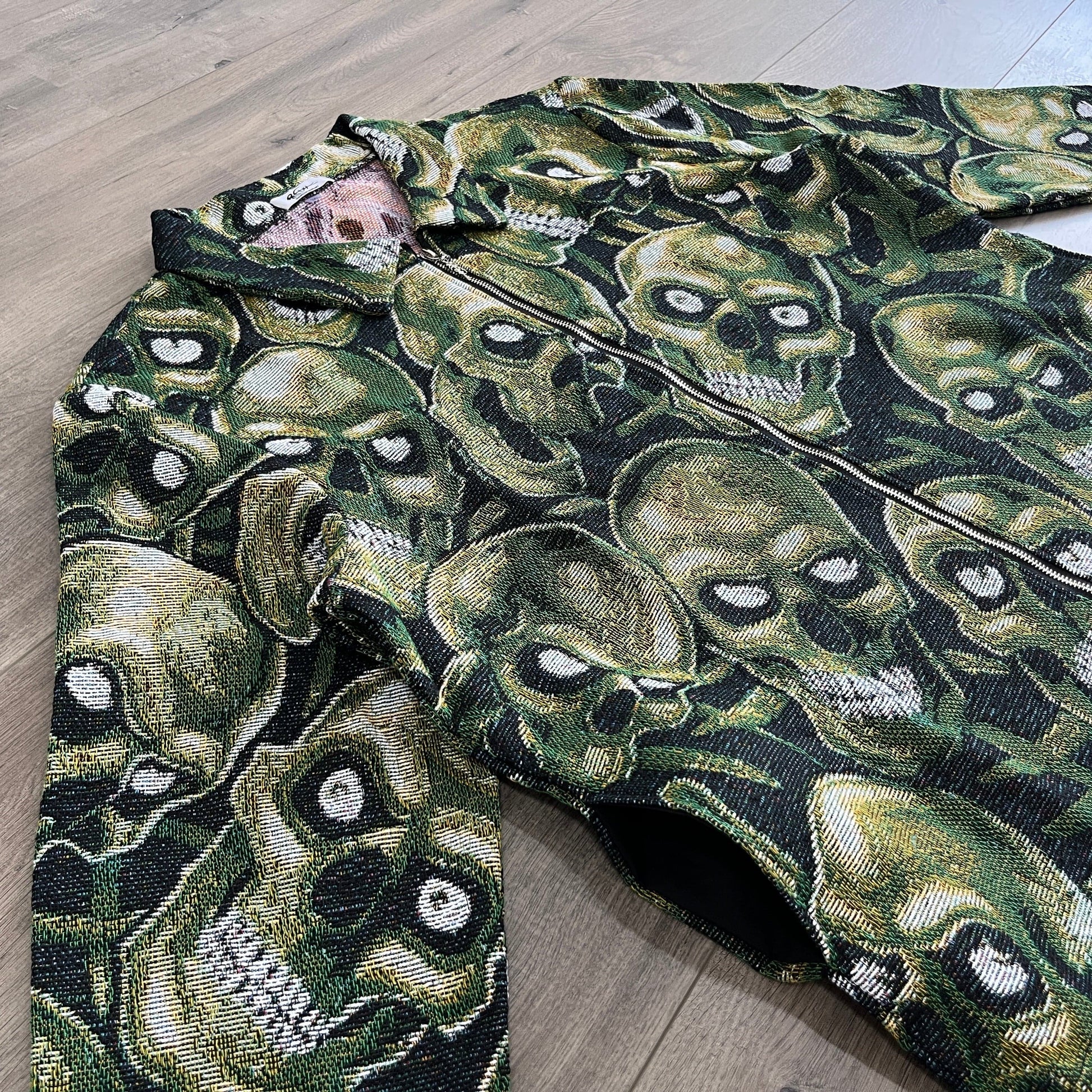 RDMCLOTHINGART tapestry hoodie GREEN SKULL Tapestry JACKET