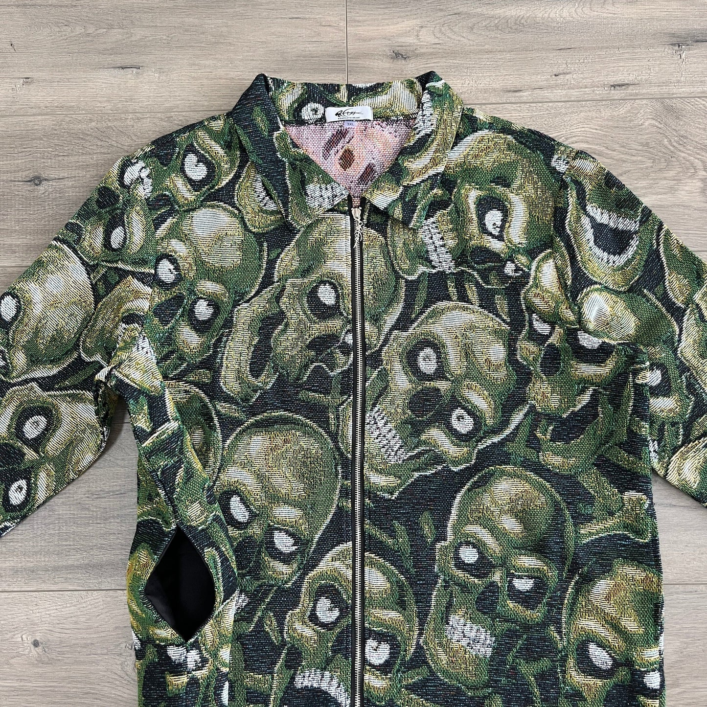 RDMCLOTHINGART tapestry hoodie GREEN SKULL Tapestry JACKET