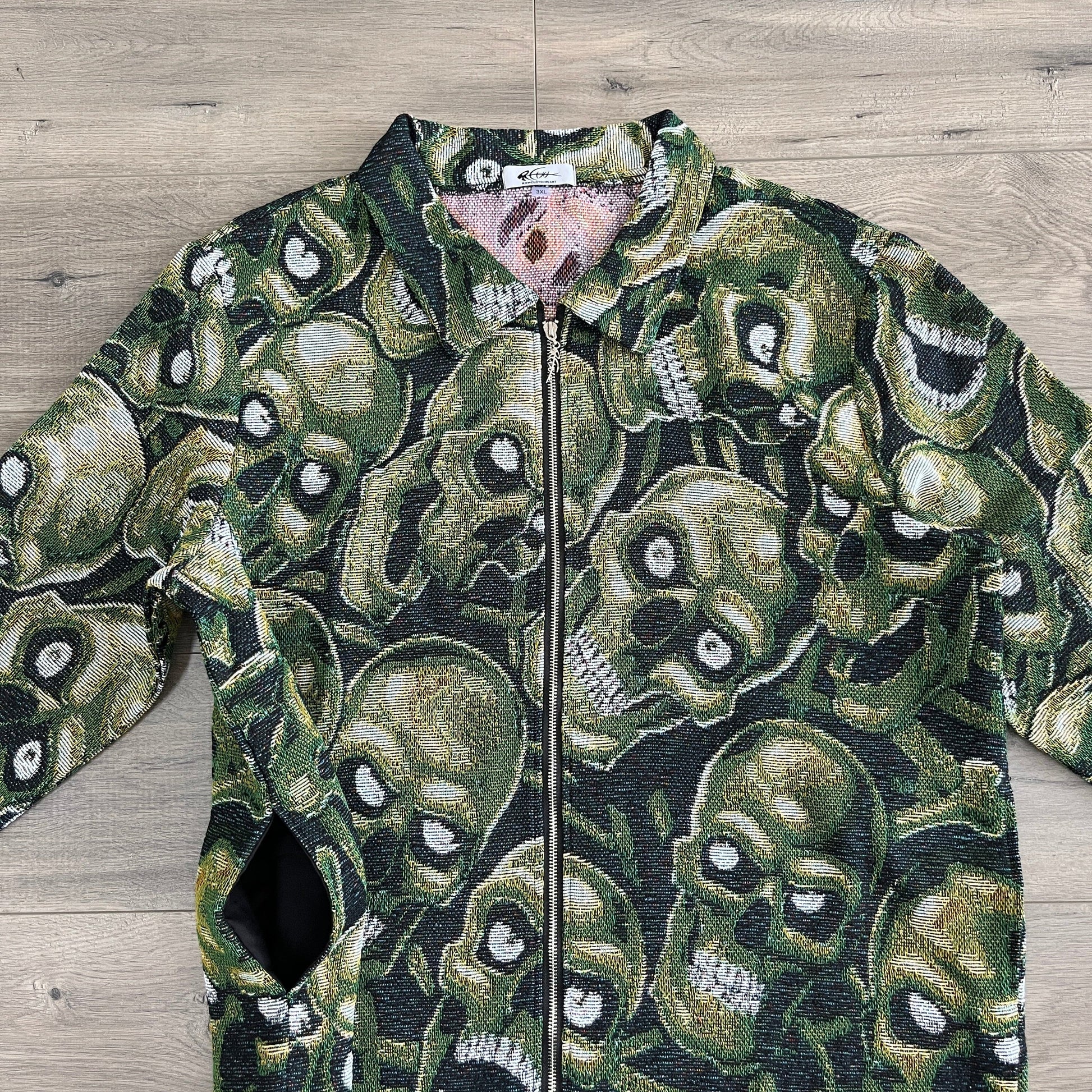 RDMCLOTHINGART tapestry hoodie GREEN SKULL Tapestry JACKET