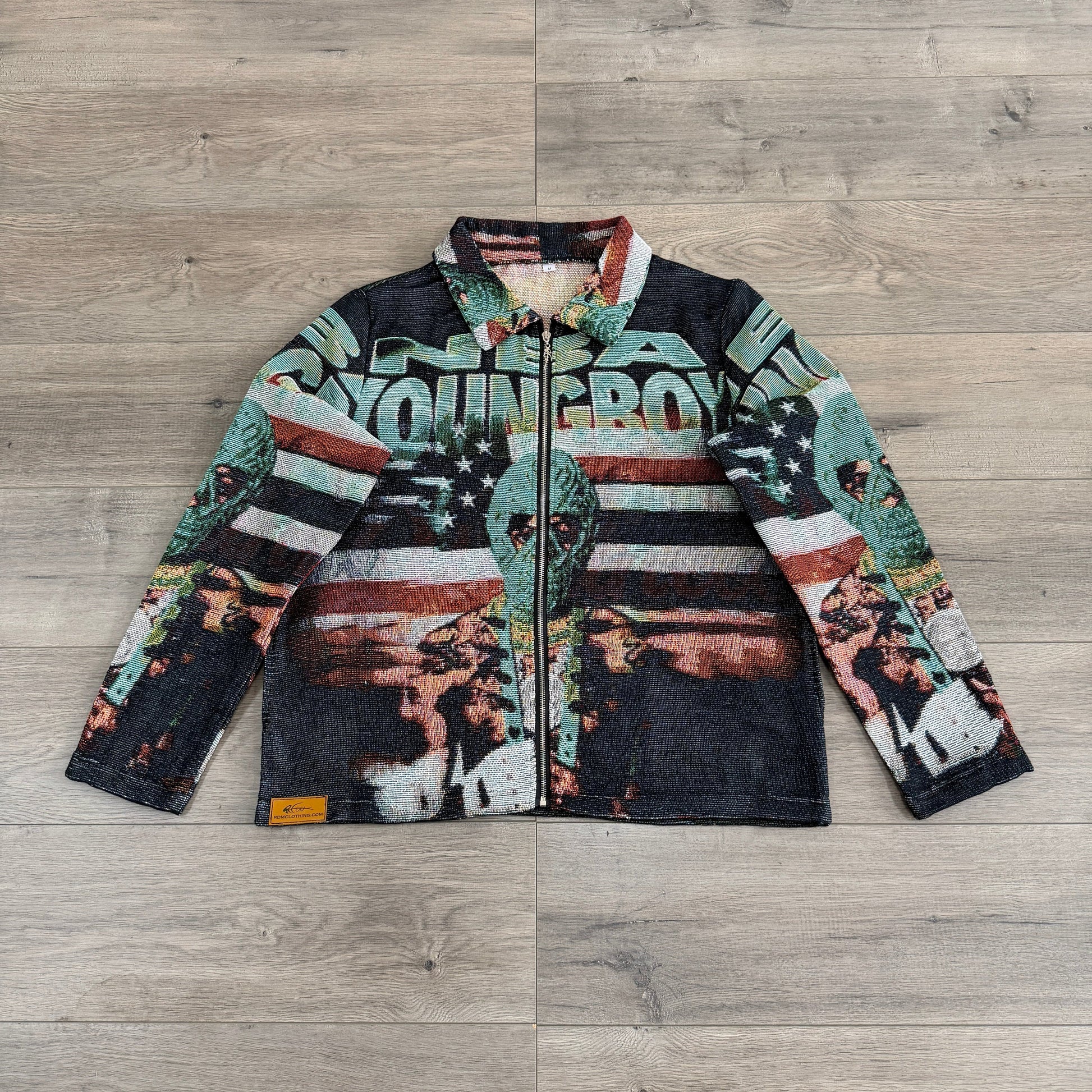 RDMCLOTHINGART tapestry hoodie GREEN YOUNGBOY TAPESTRY JACKET