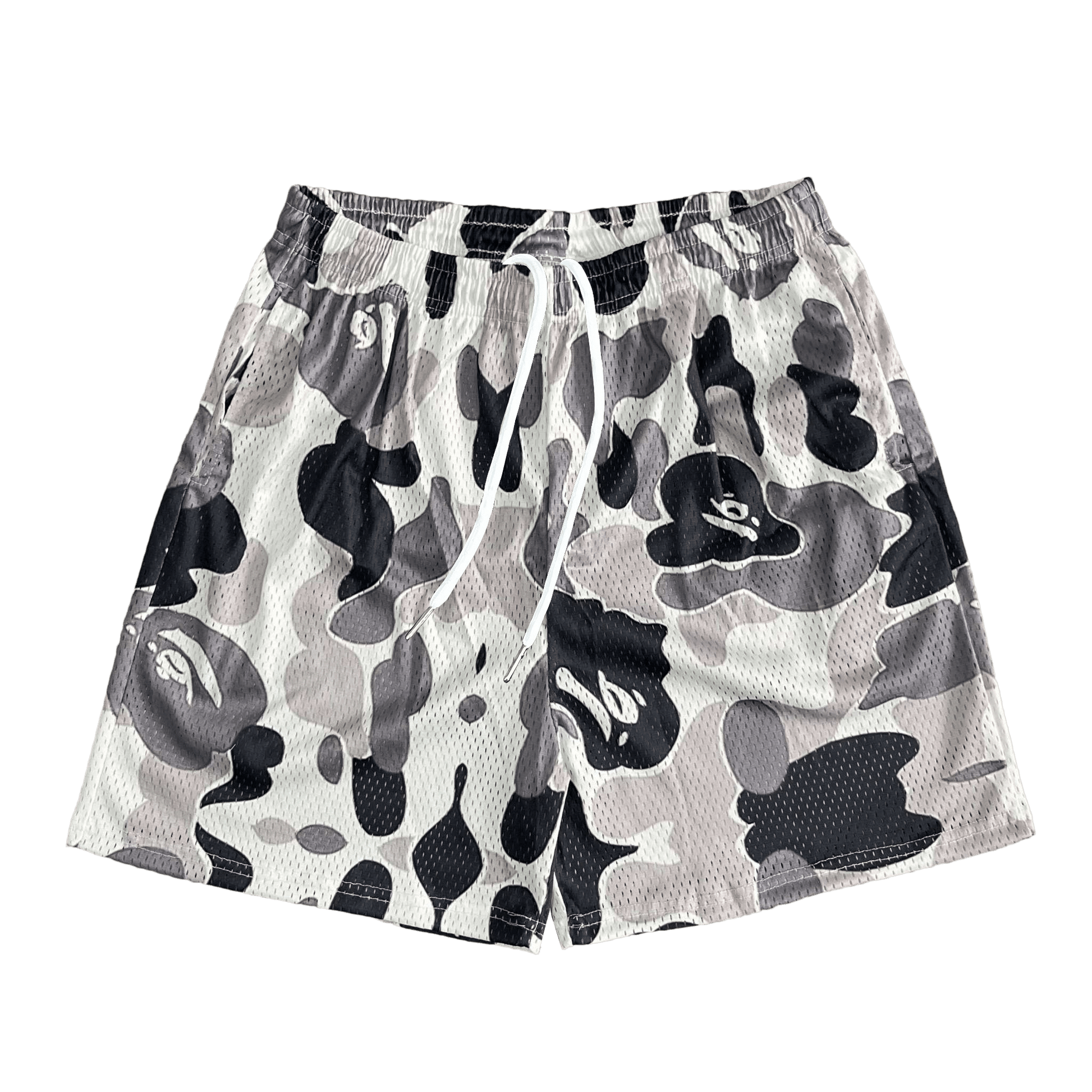 GREY CAMO MESH SHORTS-8700 - RDMCLOTHINGART
