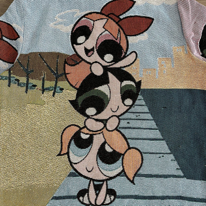 POWERPUFF GIRLS TAPESTRY HOODIE - RDMCLOTHINGART