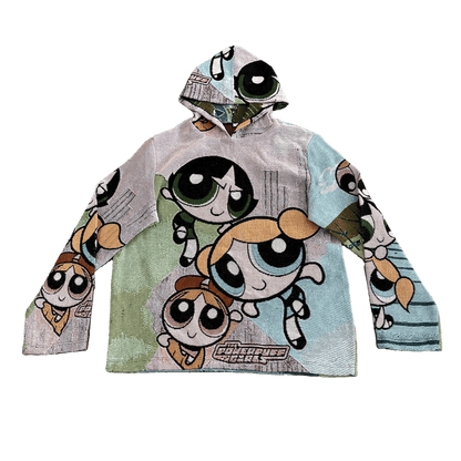 POWERPUFF GIRLS TAPESTRY HOODIE - RDMCLOTHINGART