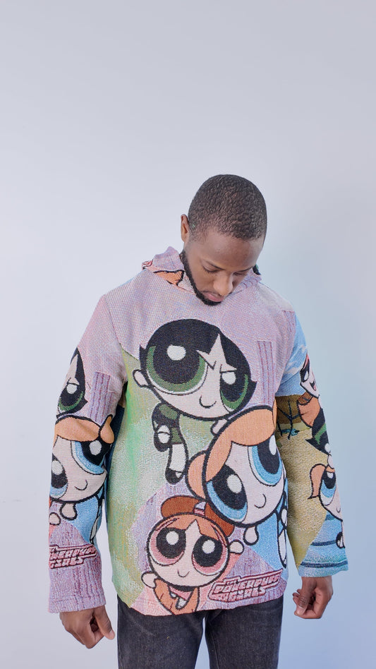 POWERPUFF GIRLS TAPESTRY HOODIE - RDMCLOTHINGART