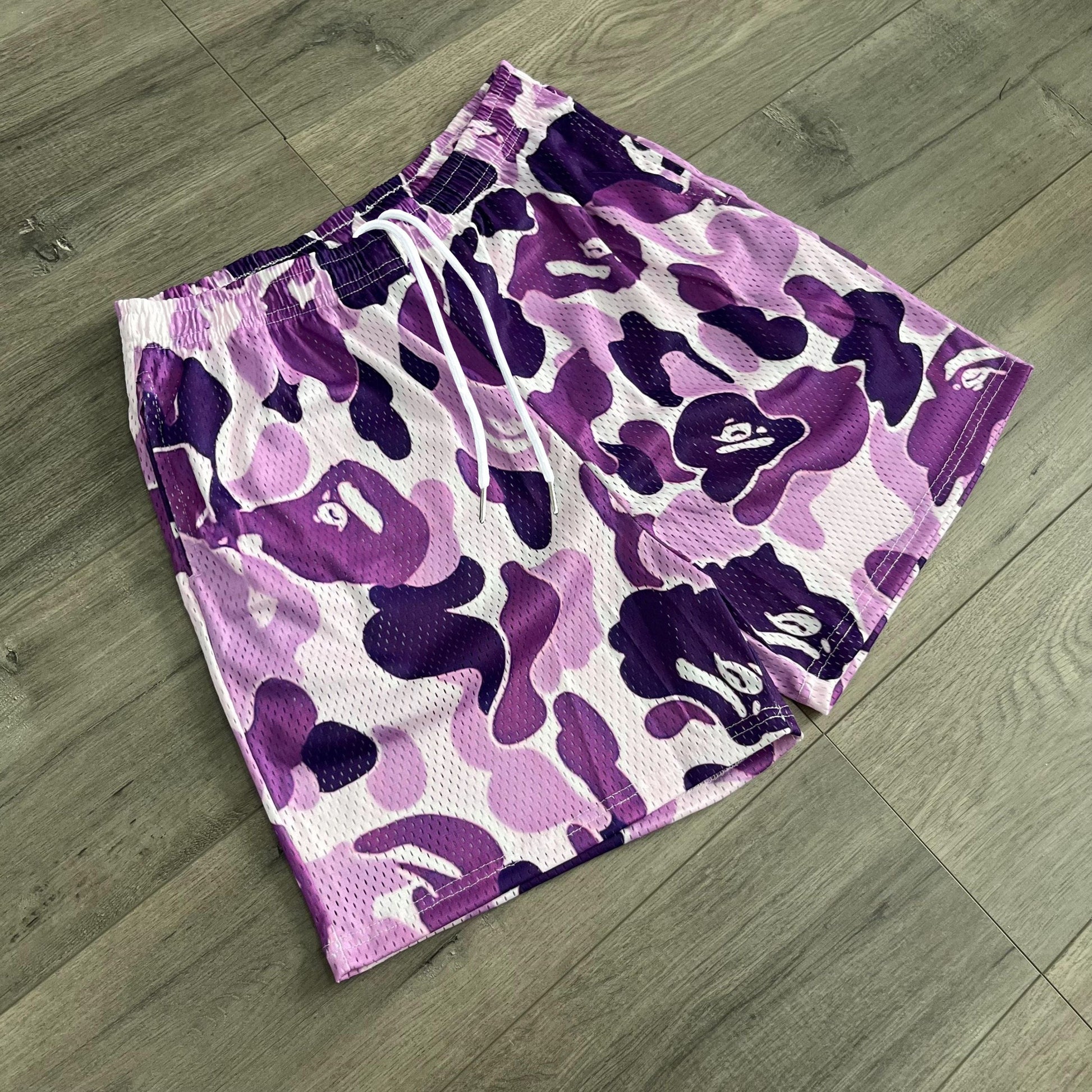 PURPLE CAMO MESH SHORTS-8697 - RDMCLOTHINGART