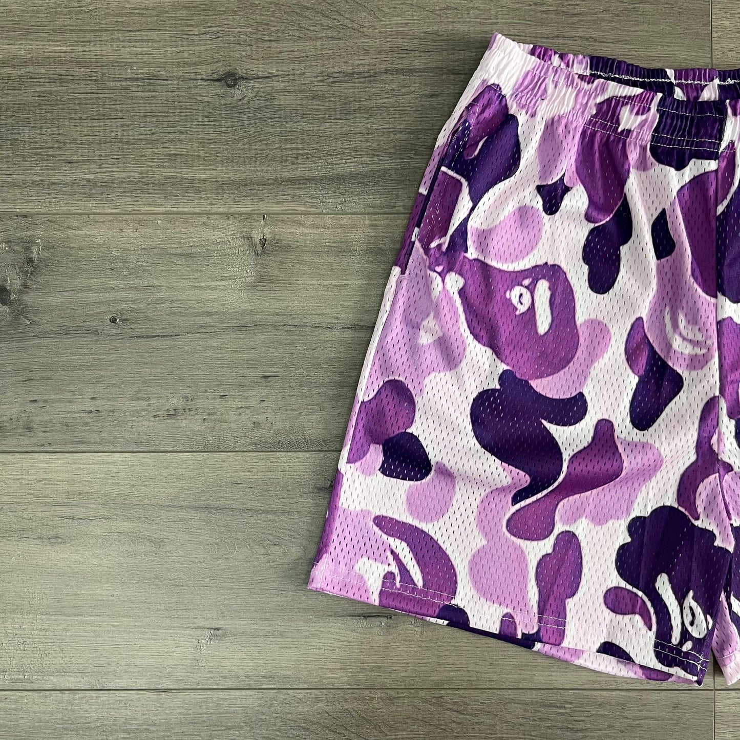 PURPLE CAMO MESH SHORTS-8697 - RDMCLOTHINGART