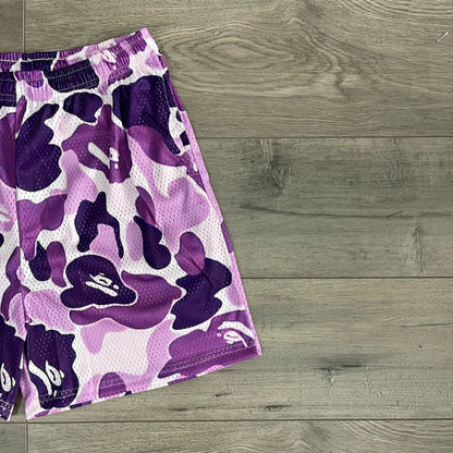 PURPLE CAMO MESH SHORTS-8697 - RDMCLOTHINGART
