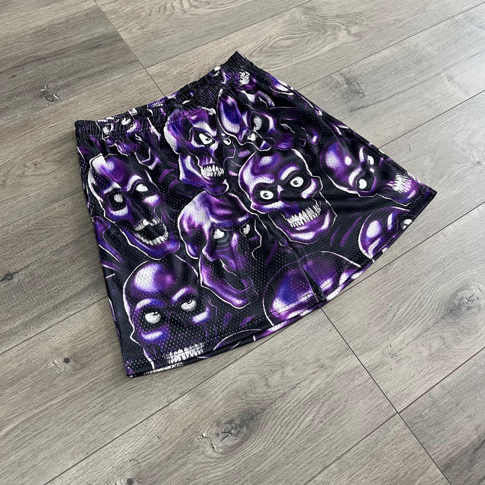 PURPLE SKULL MESH SHORTS-8735 - RDMCLOTHINGART