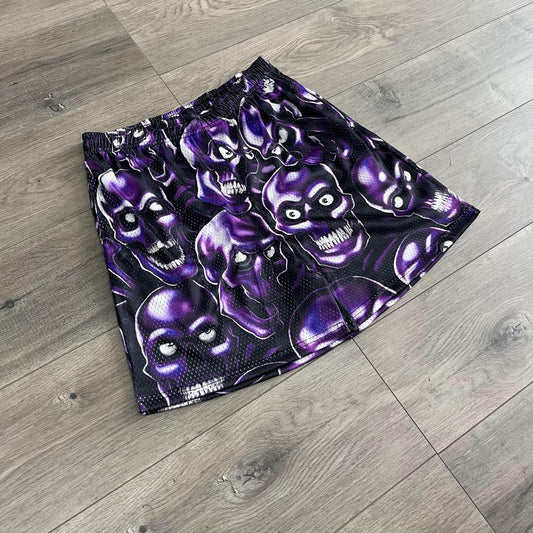 PURPLE SKULL MESH SHORTS-8735 - RDMCLOTHINGART