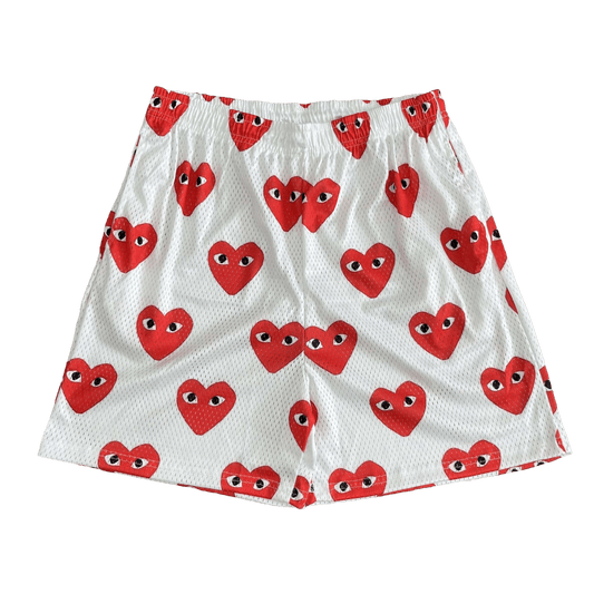 RED CDG MESH SHORTS-8716 - RDMCLOTHINGART