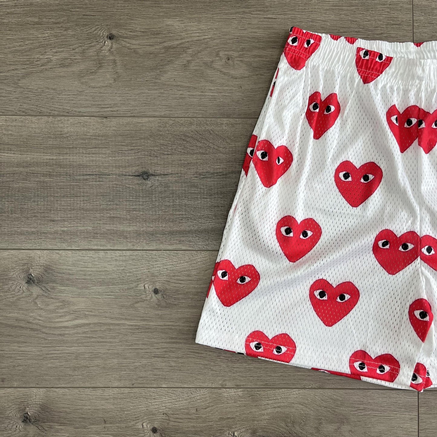 RED CDG MESH SHORTS-8716 - RDMCLOTHINGART