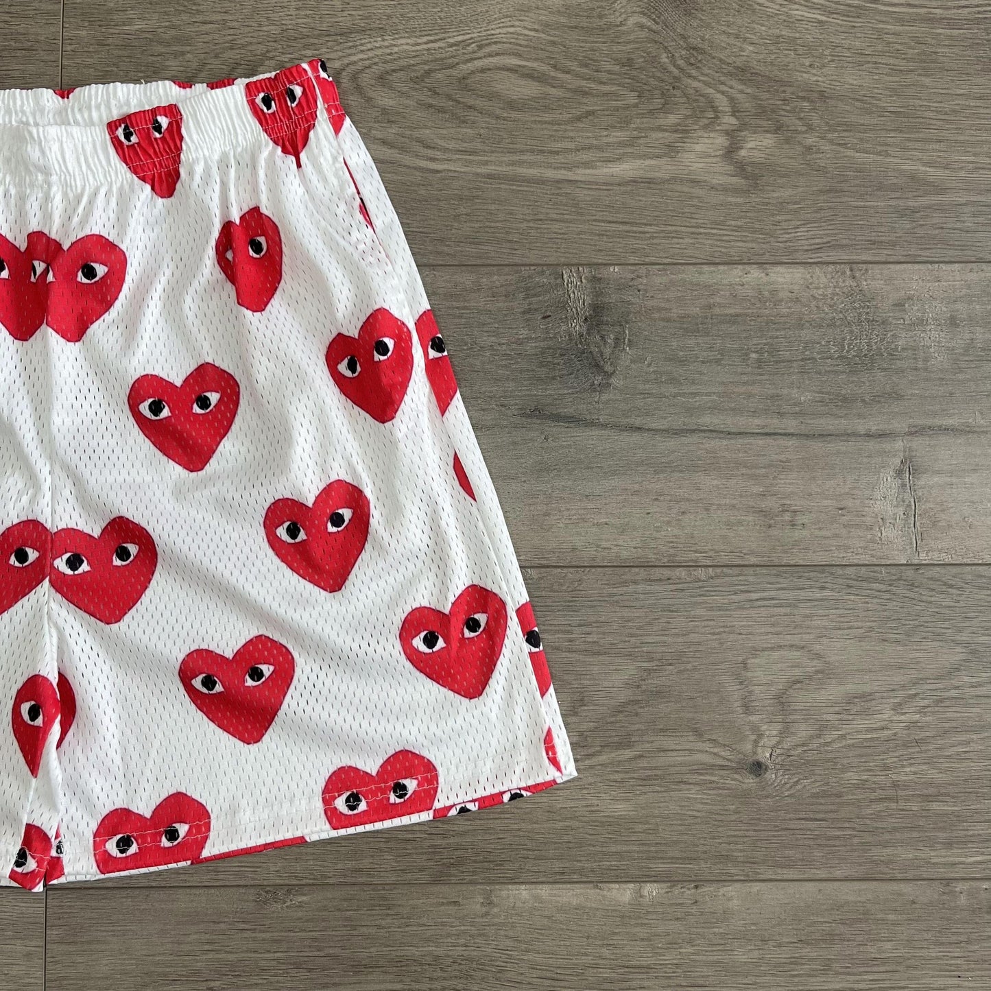 RED CDG MESH SHORTS-8716 - RDMCLOTHINGART