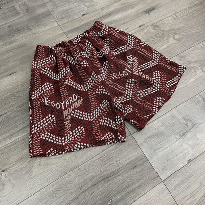 RED GY TAPESTRY SHORTS - RDMCLOTHINGART