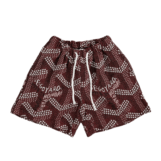 RED GY TAPESTRY SHORTS - RDMCLOTHINGART