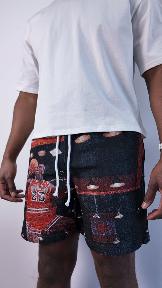 RED MJ DUNK TAPESTRY SHORTS - RDMCLOTHINGART