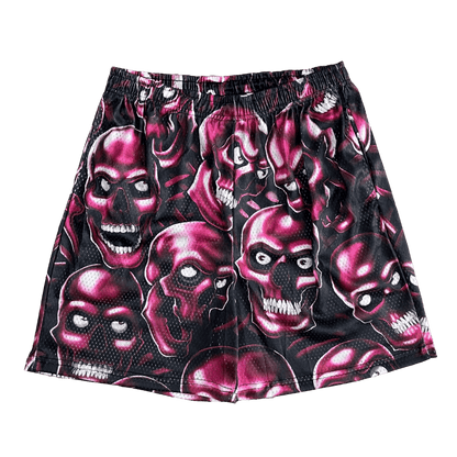 RED SKULL MESH SHORTS-8731 - RDMCLOTHINGART