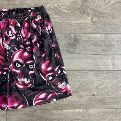RED SKULL MESH SHORTS-8731 - RDMCLOTHINGART